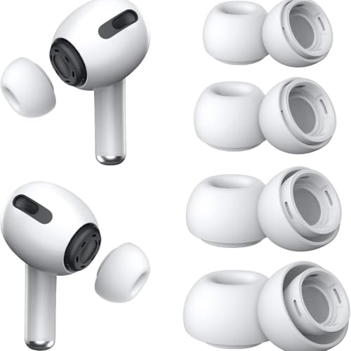 4 pares de pontas auriculares de substituição para AirPods Pro e 2ª geração, pontas auriculares de silicone para AirPods Pro com caixa de armazenamento portátil e cabe no estojo de carregamento
