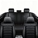FUNEAER Sitzbezüge Vorne und Hinten 5 Stück für Peugeot RCZ,PU Leder Komplettset Auto-Schonbezüge,Vollständiger Satz Sitzbezüge Airbag Geeignet(Black)