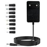 12V Netzteil 2A 12 Volt AC DC Adapter 100-240v 50-60hz Steckernetzteil mit 5.5 x 2.1mm DC-Stecker und 8 Spitzen 12 V Netzgerät Power Supply für LED-Licht mehr 12V2A-Geräte, DC12V-Transformator 1,5 m