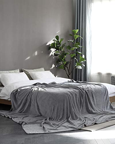KMUSET Fleece Blanket Grey Queen Size Lightweight Cozy Plush Microfiber Solid Blanket Factory Shop