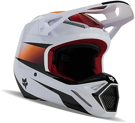 Fox Racing Youth V1 Motocross Dirt Bike Helmet, White/Black, Large