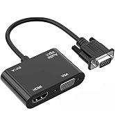 RuhZa VoocMe VGA to HDMI VGA Adapter, Dual Display 1080P VGA to HDMI VGA Splitter Converter with ...