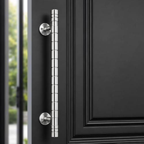 Image of VOLO Main Door Pull Push Handle for Main Entry | Interior Exterior Use | Modern Home Office Door Hardware Pull Handle | (Silver Satin, 12 Inch (300MM), Pack of 1 Piece (K-58))