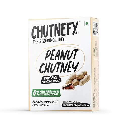 Image of Chutnefy Peanut Chutney | 75g Freeze-Dried Instant Dry Mix | Just Add Water to make 4-5 servings (225g) | 0% Preservatives or Additives
