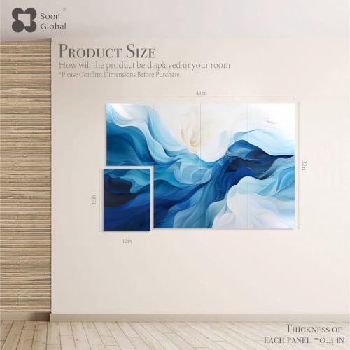 Image of Soon Global 8-Pack Acoustic Panels, Soundproof Wall Panels, 48 X 32 Inches Sound Absorbing Panels, Decorative Acoustical Wall Panels, Acoustic Treatment for Recording Studio, Harmony in Azure