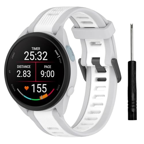 TopPerfekt Garmin Forerunner 265�p �\�t�g�V���R�� �X�|�[�c�����p�X�g���b�v Forerunner 570 47mm/255/265-Music�p Venu 4 45mm/3/2 (22mm) - �~�X�g�O���[/�z���C�g�X�g