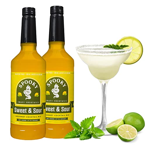 SPOOKY - Sweet and Sour Cocktail Mix - Real Lemon & Real Sugar - No Artificial Colors, Flavors, or Corn Syrup - Premium Gluten Free Cocktail Mixer - 32 Oz (Pack of 2)
