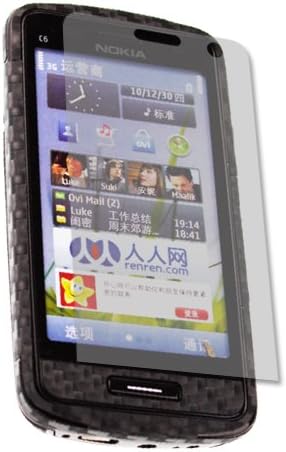 Nokia C6 01 Screen Protector + Carbon Fiber Full Body, Skinomi TechSkin Carbon Fiber Skin for Nokia C6 01 with Anti-Bubble Clear Film Screen