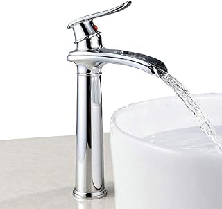 Waterfall Basin Sink Tap Single Lever Tall Bathroom Tap, Polished Chrome, Brass Construction