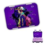 Jenard Fiambrera para niños con compartimentos. Fiambrera muy resistente, ideal para la escuela. Caja bento fresca en varios diseños juveniles. (Morado/Manga Girl)