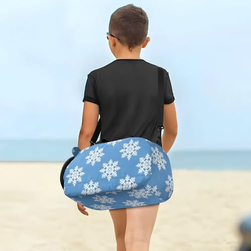Duffle Bag for Boys or Girls with Shoes Compartment, Snowflake White Blue Snowflake Sports Travel Bag Overnight4