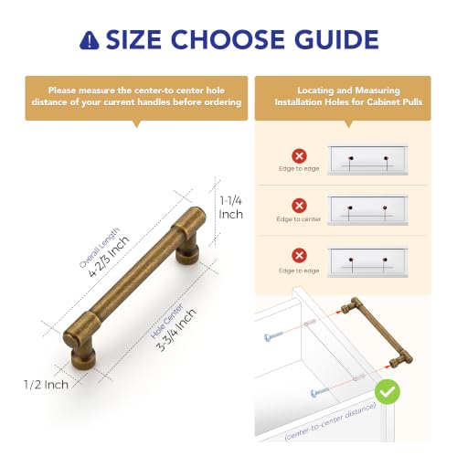 Image of Ravinte Antique Brass Kitchen Pulls Cabinet Handles 3-3 /4 Inch 10 Pack