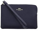 Coach Crossgrain Leather Corner Zip Wristlet, Navy