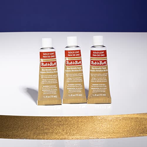 AMACO Rub n Buff Wax Metallic Finish - 3 Rub n Buff Gold Leaf 15ml Tubes - Versatile Gilding Wax for Finishing Furniture Antiquing and Restoration - Rub and Buff Colors Set of Three