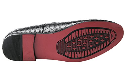 Santimon Mens Loafers Fashion Weave Dress Driving Flats Slip on Penny Loafer Casual Shoes Black Blue Red White4