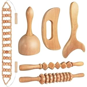JUANWAN Wood Therapy Massage Tools 6-in-1 Massager Wooden Massager for Body Shaping Massage Tool Set Wood Therapy Tools for Relieving Muscle Pain Body
