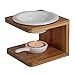 Singeek 100ML Ceramic Tea Light Holder,Essential Oil Burner Candle Aroma Diffuser for Spa Yoga Meditation (I-Shaped White, Wood)