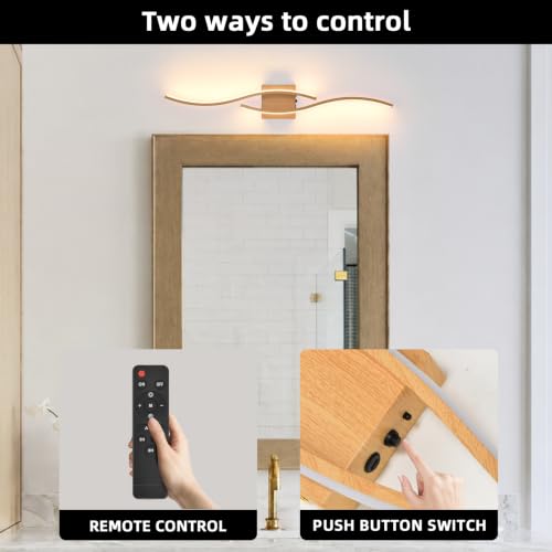 Image of Battery Powered Wall Sconces Set of 2, Wood 31.4 inch LED Dimmable Wall Sconce with Remote Control /Timer /Memory, USB Rechargeable Wall Lights for Living Room, Bedroom, Hallway Wireless scones Lighting