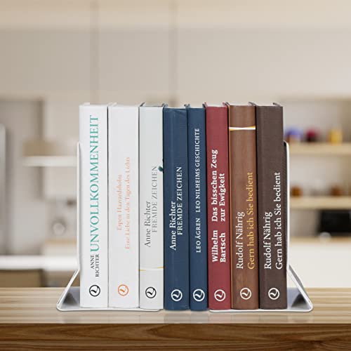 Relaxdays Set of 2 Bookends, Modern Mesh Design, for Books and Folders Dividers, 17 x 13.5 x 10.5 cm, Metal, White, Steel - Image 2