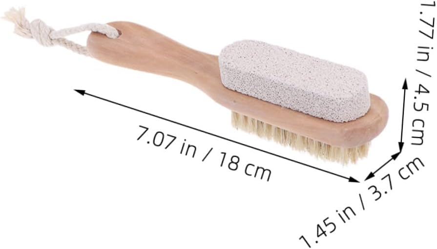 PRETYZOOM 3pcs Foot Pumice Stone and Bristle Scrubber Set for Dead Skin Removal Hard Skin Remover Foot File Exfoliator with Wooden Handle and Shower Use