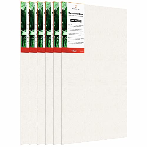 Image of Scholar Art Hobby Series 04 Oz (230 GSM) 100% Cotton Canvas Panel Board for Painting (White Blank Canvas Boards for Acrylic Paint, Oil Paint, Wet & Dry Media) | 15 inchx22 inch (37.5x55 cm), Pack of 6