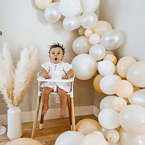Image of PartyWoo White Sand Balloons, 100 pcs White Balloons Different Sizes Pack of 18 Inch 12 Inch 10 Inch 5 Inch for Balloon Garland Arch as Party Decorations, Birthday Decorations, Baby Shower Decorations