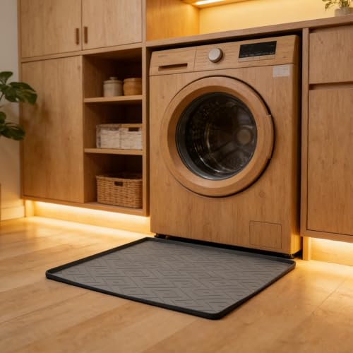 Alfombrilla para lavadora de silicona Healeved con borde elevado para derrames 7