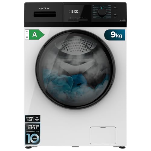 Cecotec Lavadora 9Kg Carga Frontal Bolero Dresscode 9410 Inverter A. 1900W, 1400 rpm Regulables, 16 Programas, Motor Inverter Plus, Bajo Consumo, Vapor, Esterilización de la Ropa