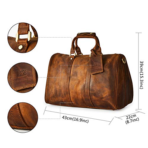 Men's Genuine Leather Utility Classic Doctor Duffel Weekend Work Bag w/Shoulder Strap2