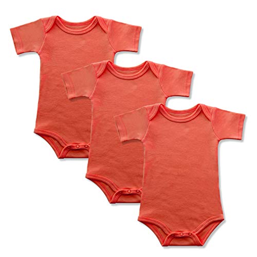BINIDUCKLING Body Bébé Garçon,Mixte Bébé Fille Croisé Laine Manche Courte Lot de 3,Orange12-18m