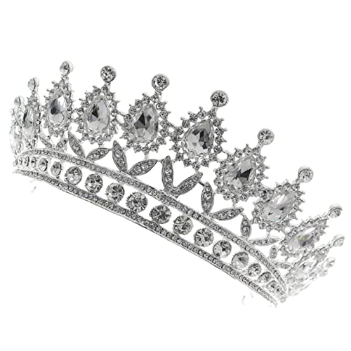 BELLIFFY 王冠の髪飾り 女性用ティアラ レディースカチューシャ 花嫁のカチューシャ ヴィンテージティアラヘアバンド 女性用ヘアアクセサリー 女性用ヘアゴム Silver ラインストーン