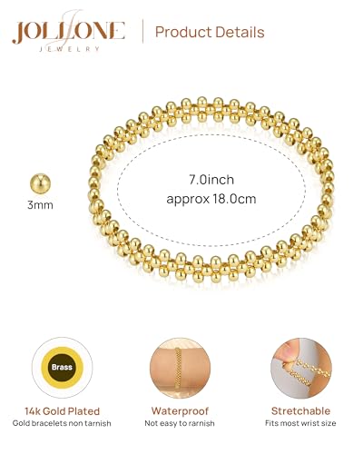 14K Gold Bracelets for Women Non-Tarnish, 3-Layer Woven Beaded Bracelet for women, Elastic Stretch Adjustable Trendy 2025 for Yoga, Work, Parties & Everyday Wear, Gifts for Her3