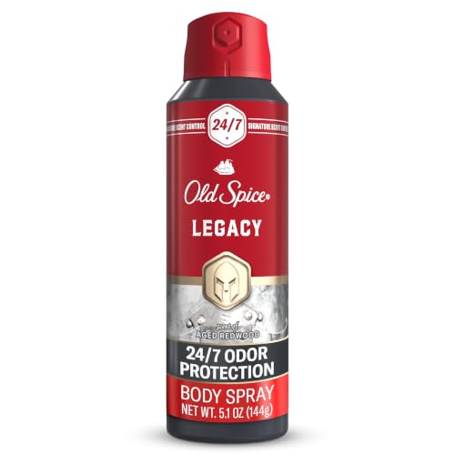 Old Spice Aluminum Free Body Spray for Men, 24/7 Signature Scent &amp; Lasting Freshness, All-Day Odor Protection, Easy Application, Legacy with Coconut, Pine &amp; Cedar Scent, 5.1 oz