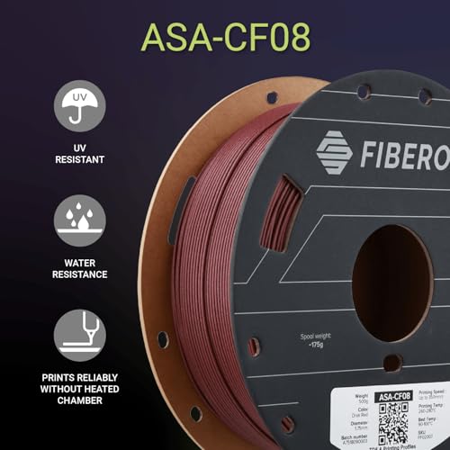 Image of Polymaker Fiberon ASA-CF08 Dark Red Carbon Fiber 3D Printing Filament 1.75mm 0.5KG, UV & Weather Resistant, High Rigidity, Heat Resistant, Easy to Print, Functional Parts & Prototypes
