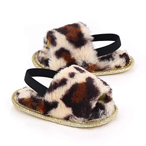 Baby Kids Fluffy Fuzzy Slippers Open Toe House Home Slippers Boys and Girls Faux Fur Slides with Strap Little Kids Slip-on Shoes3