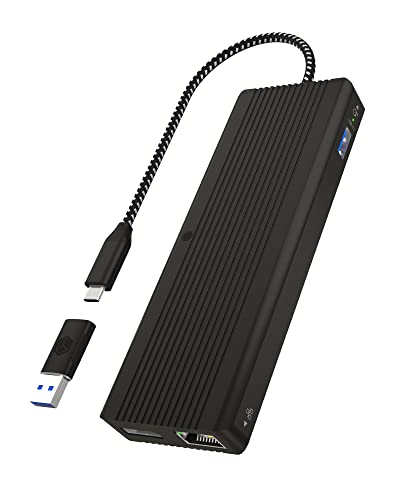 ICY BOX USB-C Docking Station (10-in-1) für 2 Monitore (2X HDMI / 2X DP), 4K 60Hz, 4-Fach USB 3.0 HUB, Power Delivery, Gigabit Ethernet, DisplayLink, Audio, IB-DK4080AC
