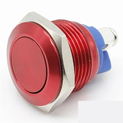 Bouton-poussoir métallique rouge 16mm pour rénovation de tableau de bord auto