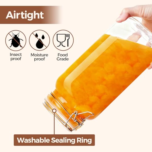 Image of ComSaf 9-Pack 78oz Large Square Airtight Glass Jars for Bulk Food, Holds a 4lb Bag of Sugar or 5lb of Rice, Wide Mouth Canister for Flour, Coffee & Pantry Organization