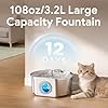 Cat Water Fountain Stainless Steel - Pet Drinking Fountain for Cats Indoor - 3.2L/108oz Automatic Water Dispenser with Watering Level Window (1 Filter) #1