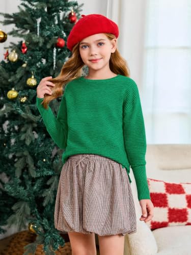 Image of Haloumoning Girls Fall Sweater Kids Ribbed Knit Split Pullover Tops 5-14Y