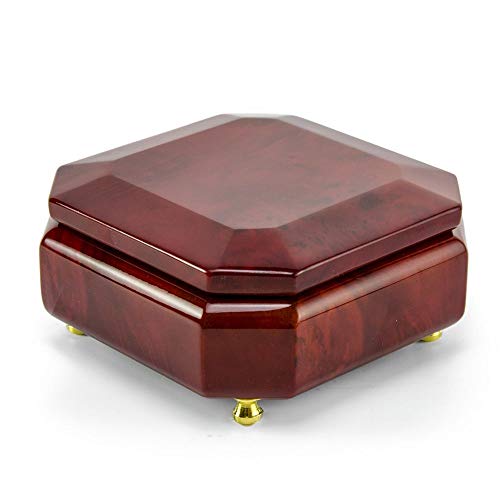 Astonishing Beveled Octagonal Wood Classic Style Music Jewelry Box -