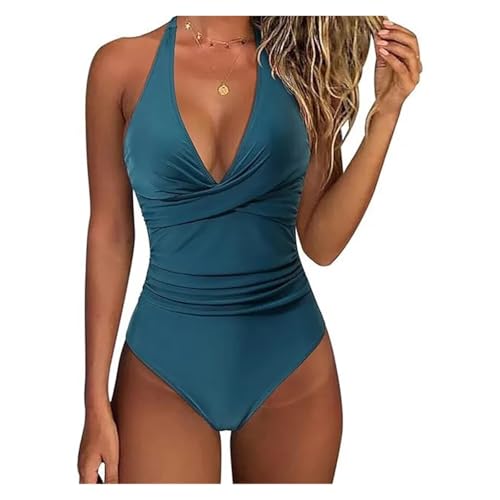 Bañadores Mujer Traje de baño de una Pieza Estampado for Mujer, Traje de baño Plisado Sexy, Conjunto de Bikini Estampado, Ropa de Playa de Verano(Color 24,XXL)