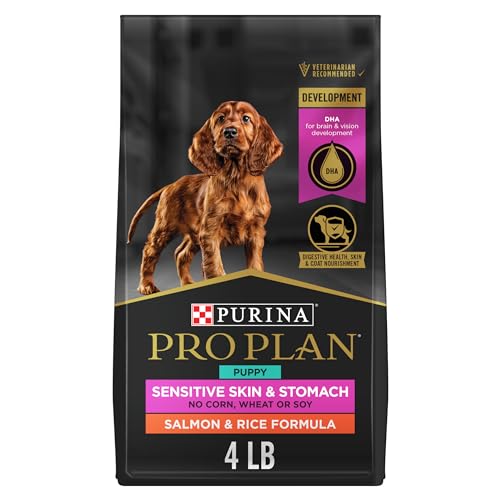 Purina Pro Plan Sensitive Skin and Stomach Dog Food Puppy Salmon and Rice Formula - 4 lb. Bag