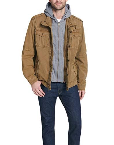 Image of Levi's Men's Washed Cotton Hooded Military Jacket (Regular & Big & Tall Sizes)
