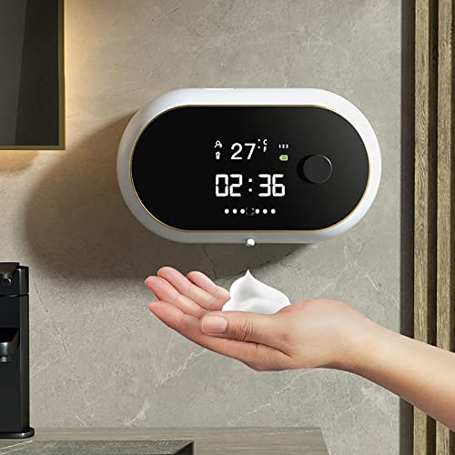 Yuehuamech Dispensador de jabón automático montado en la pared, dispensador de jabón de manos eléctrico automático para baño, cocina, comercio, 450 ml