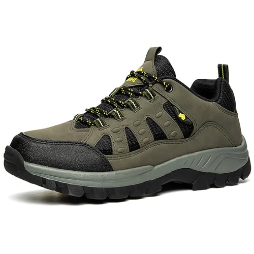 Men's Breathable Hiking Shoes Lightweight Trail Running Shoes Non-Slip Low-Top Outdoor Sneakers for Trekking Training Walking Camping