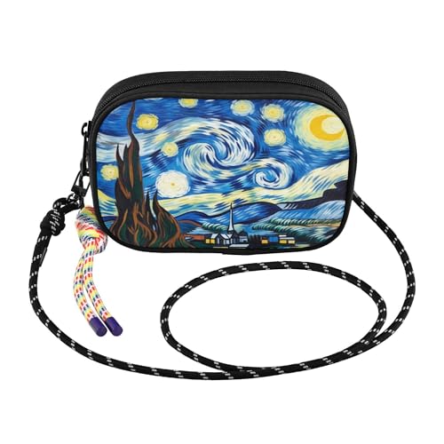Starry Night Adjustable Strap Crossbody Bag for Women,Multi-Pocket Phone Purse with Zipper,Compact Shoulder Bag (7.7 Inch)2