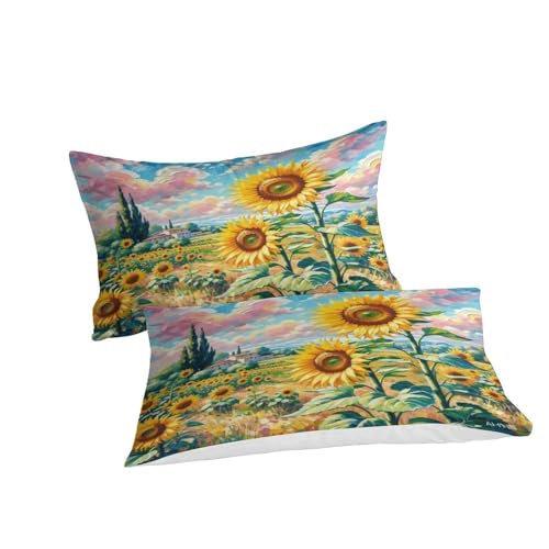 Linge de lit tournesol microfibre douce avec fermeture éclair cachée pour lit Super King 260x220
