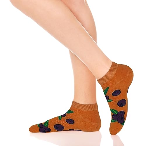 Image of KONY Women's Cotton Ankle Socks, Fun Novelty Patterns, 5 Pairs | 86% cotton, low cut fit, colorful designs, stocking stuffer, birthday gift, Christmas gift, women & teen girls, size 5-10