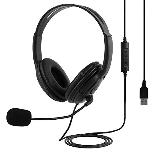 PC Headset 3,5mm Klinke Headset Handy, USB kabelgebundenes Headset,Stereo PC Kopfhörer mit Noise-Cancelling-Mikrofon, Chat Headset für Skype, Webinar,